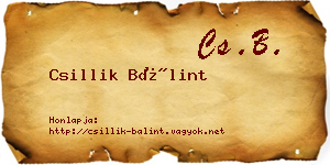 Csillik Bálint névjegykártya